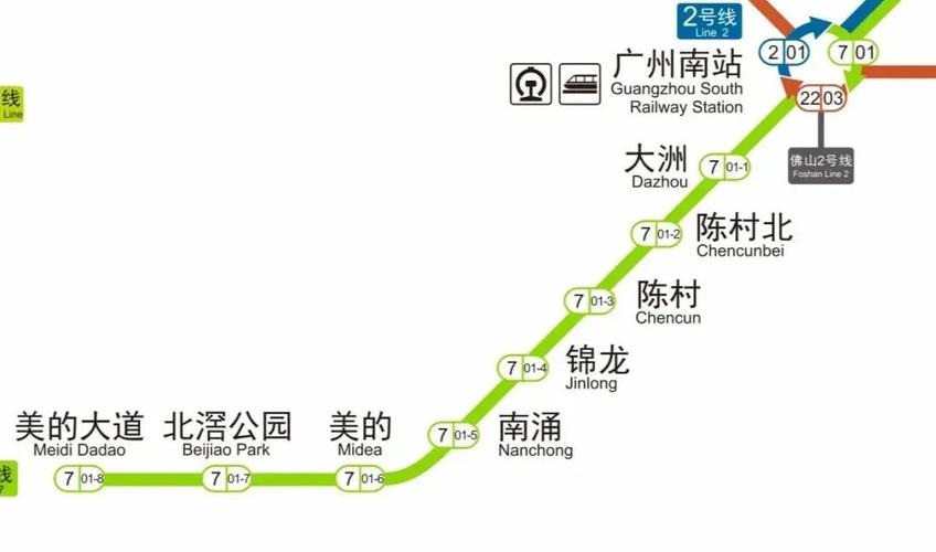 广州七号线地铁线路图